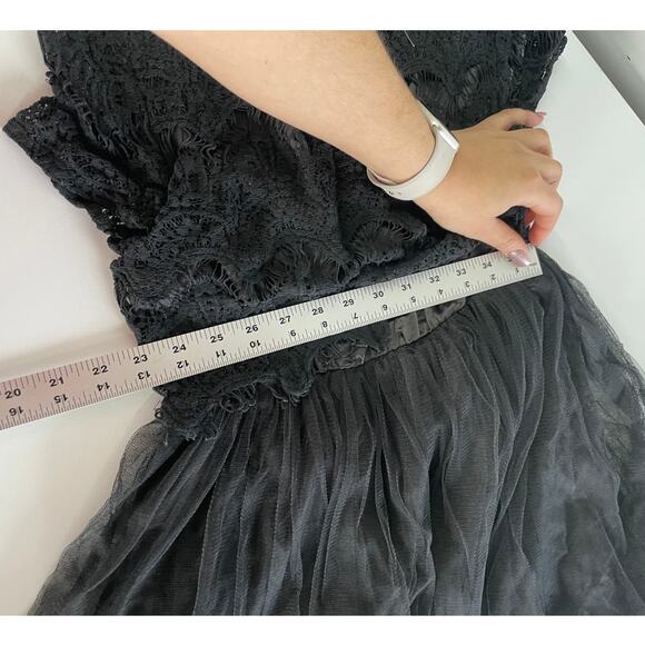 Sans Souci Dress Womens‎ Medium Black Lace Tulle Crochet Mini Fairy Goth Core - Picture 6 of 7